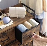 Komoda z Szufladami z Tkaniny Loftowa Rustykalna Ciemny Brąz