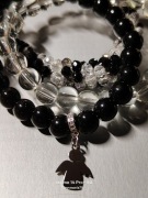 Zestaw 3 bransoletek Turmalin z Aniołkiem & Koraliki szklane 