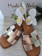 Klapki H skóra Italy złote 37