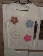 PHI PHI STAR _ Sweterek _ naszywane kwiaty dżety r. M/L