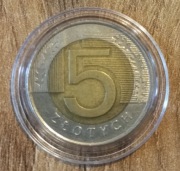 5 zł 2008 wybita przegrzanym stemplem