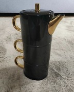 Elegancki zestaw do herbaty i kawy – czarno-złoty