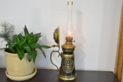 wyjątkowa cynowa LAMPA NAFTOWA z odblaskiem amfora stara