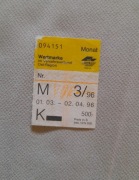 Bilet komunikacji miejskiej - WIEDEŃ / AUSTRIA - 500 ATS znaczek