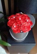Flower box ze wstążki satynowej