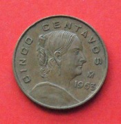 5 Centavos  1963 r -  Meksyk Josefa Ortiz de Dominguez 