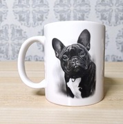 Piękny biały kubek z nadrukiem do kawy herbaty piesek Buldog Francuski