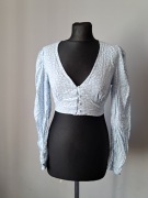 Monki Nowa Piękna niebieska krótka bluzka 34/XS w kwiaty crop top