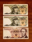 100 Złotych i 2x 50 Złotych (bardzo dobry stan)