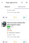 Piła tarczowa makita Dhs 630 oryginał części 
