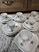 Serwis Wawel (Made in Poland) - 6 Kompletów, Zielone Róże, Kwadratowe 