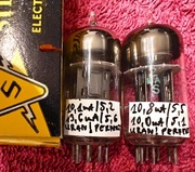 2 szt ecc81 12at7 WA = 6201 Sylvania USA Gain 98% 1958