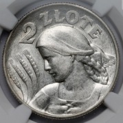 215. 2 złote 1925 Żniwiarka z kropką Londyn NGC