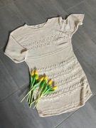 Sweter, narzutka, długi, kardigan, tunika z otwoarami na kieszenie