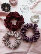 100% jedwab naturalny 3 scrunchies gumki do włosów 