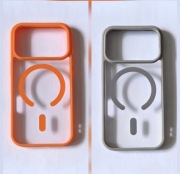 Etui/case przezroczyste pomarańczowe i szare z MagSafe na iPhone'a 17 pro 