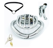 Męski stalowy płaski mikro pas cnoty chastity cage pierścień 41mm