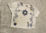 River island bluzka biała modna print 8/9 lat modna crop