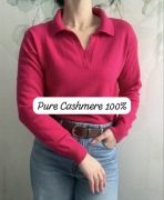 Sweterek kaszmir pure cashmere m l kołnierzyk róż autograph