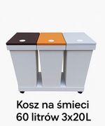 Kosze do segregacji na śmieci 60L 3x20L segregacja pojemniki recykling eko