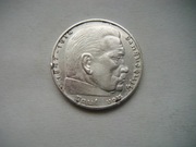 MONETA Niemcy - III Rzesza - 2 Marki 1937 r. HINDENBURG  - Srebro