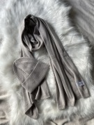 Szal i czapka popielaty Cashmere 50% kaszmir 50% wełna