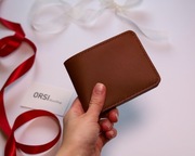 Męski skórzany portfel slim ręcznie robiony, brązowy