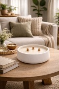Świeca sojowa premium w dużej misie, 3 drewniane knoty 