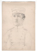 Portret muszkietera z armii niemieckiej ok. 1891 realistyczny szkic.