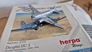 Douglas DC-3 PLL LOT – Herpa – skala 1:500 – model metalowy (uszkodzony)
