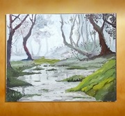 Mroczny las obraz olejny na płótnie 50x40