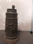 Stary kufel cynowy ,,myśliwski