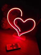Neon LED SERCE prezent - WALENTYNKI - NA DZIEŃ BABCI - DLA NIEJ - UPOMINEK 