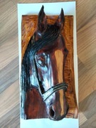 Płaskorzeźba Głowa Konia- rzeźba z drewna