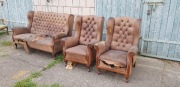 Komplet mebli chesterfield, luft sofa+dwa fotele