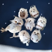 Sowa puchacz figurka zawieszka dekoracja na choinkę komplet 7 sztuk Nowe