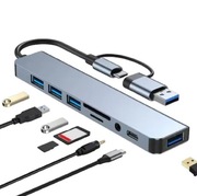 Adapter/Przejściówka USB-C HUB 8w1 – USB 3.0/USB 2.0 / SD /microSD