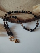 Naszyjnik choker 44 cm kamienie naturalne agat brązowy 