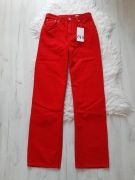 ZARA świetne czerwone jeansy z szeroką nogawką S 36