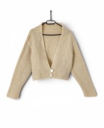 Damski Kardigan Sweter Wełniany Rozpinany Luźny Ecru |R. M/L