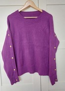 Sweter fioletowy złote guziki na rękawie Sevenday roz.M/L
