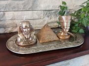 Zestaw 3 świec z motywem egipskim - Świeca Kleopatra Sfinks Piramida