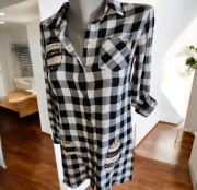 Markowa bluzka koszula w kratę Guess r XS/S czarna tunika sukienka 