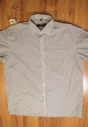 Koszula Eterna r. 44 szara w paski kr rękaw bawełniana 