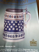 Kufel  ceramiczny do piwa GERZ  Limatres  z pokrywką    cynowa 