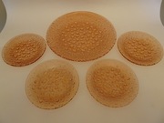 Ząbkowice, talerz Asteroid + 4 talerze deserowe, J.S.Drost, szkło Prl