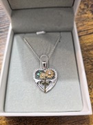 Nowy srebrny naszyjnik 925 serce krzyż kwiaty cyrkonie