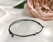 Bransoletka szczęścia czarna talizman złote kuleczki amulet regulacja 