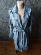 płaszcz trencz w kratę długi