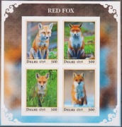 Blok  bez perforacji  Fauna Lis rudy 2017  z Delhi  Indie